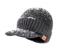 TOP-EX DryKnit™ Berretto impermeabile da uomo in lana merino con visiera e fodera in pile, berretto invernale in lana merino caldo, Medium-Large