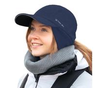 TOP-EX M/L/XL Berretto da baseball impermeabile da donna invernale con paraorecchie, coda di cavallo, berretto caldo con fodera in pile, da donna, per corsa, invernale, riflettente