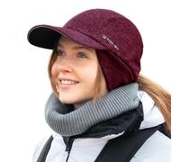TOP-EX M/L/XL Berretto da baseball impermeabile da donna invernale con paraorecchie, coda di cavallo, berretto caldo con fodera in pile, da donna, per corsa, invernale, riflettente