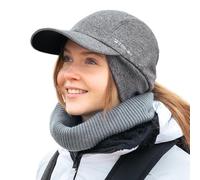 TOP-EX M/L/XL Berretto da baseball impermeabile da donna invernale con paraorecchie, coda di cavallo, berretto caldo con fodera in pile, da donna, per corsa, invernale, riflettente