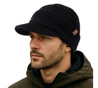 TOP-EX PolarWool - Berretto con visiera in 50% lana merino, unisex, con fodera in pile, con visiera termica invernale da golf, per la stagione fredda, M-XXL, Nero , M/L