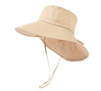 TOP-EX XL/XXL Cappelli da sole da donna UPF 50+ cotone cappelli estivi da donna a tesa larga cappelli da sole con protezione per il collo ripiegabile regolabile, 15#Khaki, M