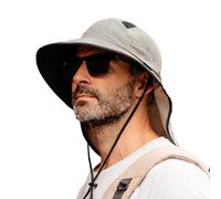 TOP-EX XL/XXL, cappello da sole unisex da uomo, a tesa larga, con protezione per il collo, porta occhiali da sole, cappello estivo, impermeabile e pieghevole, 95560-grigio chiaro, L/XL