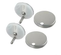 Top Fix - Set di cerniere di ricambio per sedile WC, 2 pezzi, in acciaio inossidabile e plastica, a sgancio rapido, accessori per WC standard, argento, 60/65 mm (60 mm)
