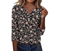 Top floreale da donna UK scollo a V bottoni camicette a maniche lunghe | Camicette floreali da donna UK eleganti top da donna camicie vintage stampate da donna tunica con bottoni