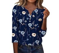 Top floreale da donna UK scollo a V bottoni camicette a maniche lunghe | Camicette floreali da donna UK eleganti top da donna camicie vintage stampate da donna tunica con bottoni
