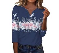 Top floreale da donna UK scollo a V bottoni camicette a maniche lunghe | Camicette floreali da donna UK eleganti top da donna camicie vintage stampate da donna tunica con bottoni