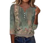 Top floreale da donna UK scollo a V bottoni camicette a maniche lunghe | Camicette floreali da donna UK eleganti top da donna camicie vintage stampate da donna tunica con bottoni