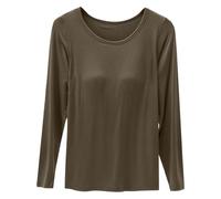 Top girocollo da donna, camicie a maniche lunghe da donna camicia inferiore senza anello in acciaio camicie a maniche lunghe con cuscinetti per reggiseno taglie forti maglietta a maniche lunghe