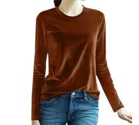 Top girocollo da donna taglie forti - top da donna in cotone a maniche lunghe - slim fit camicie spalle traforate splicing pullover elastico camicetta spalle dritte termiche letterarie e artistiche