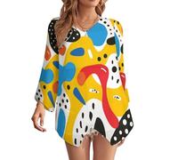 Top Girocollo design3-doodle, Modello Ampio e Caldo, con Motivo a Piume