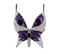 Top glitterato da donna, stile bohémien, con squame di pesce, metallizzato, con nappe, conchiglie, top da spiaggia, allacciatura al collo, costume da bagno per donne e ragazze, multicolore