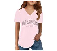 Top grafico 2025 per ragazze bambini lettera estate t-shirt allentata t-shirt alla moda vestibilità ampia casual turistica costume t-shirt carino t-shirt per bambini ragazze, rosa, 6-7 Anni