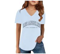 Top grafico 2025 per ragazze bambini lettera estate t-shirt allentata t-shirt alla moda vestibilità ampia casual turistica costume t-shirt carino t-shirt per bambini ragazze, Blu, 8-9 Anni