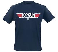 Top Gun Distressed Logo Uomo T-Shirt Blu Navy L 100% Cotone Regular