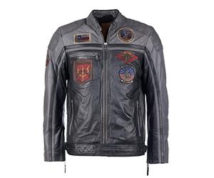 Top Gun Giacca in pelle da uomo Tgj1005, Black/Anthra, M