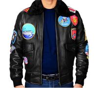 Top Gun Jacket per gli uomini - Mens vera pelle Aviator Air Force Pilot Flying Bomber Jacket - WW2 Bomber Giacche Nero XL