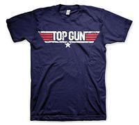 Top Gun Licenza Ufficiale Distressed Logo T-Shirt da Uomo (Blu Scuro), Large