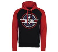 Top Gun Licenza Ufficiale Fighter Weapons School Baseball Felpa con Cappuccio (Nero-Rosso), X-Large