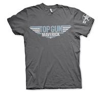 Top Gun: Maverick Licenza Ufficiale Distressed Logo Uomo Maglietta (Grigio Scuro), Large