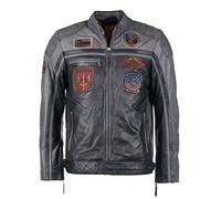 Top Gun TG 1005 - Giacca in pelle, colore: nero/arancione
