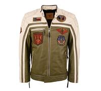 Top Gun TG 1005 - Giacca in pelle, colore: nero/arancione