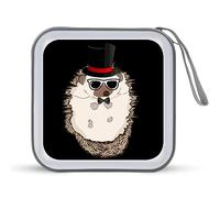 Top Hat Hipster Hedgehog divertente porta CD 40 capacità DVD custodia protettiva per disco borsa organizer per auto casa viaggio
