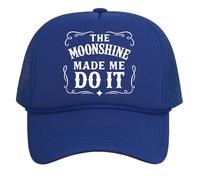 TOP HEADWEAR Moonshine Made Me Do It Drinking Trucker Hat - Divertente berretto snapback per uomo donna, Royal, taglia unica
