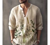 Top Henley uomo misto cotone con bottoni perfetto per attività all'aperto