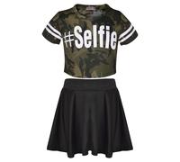Top In Camouflage Per Ragazze E Gonna A Ruota Set 5-13 Anni