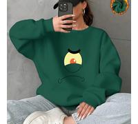 Top in cotone da donna con disegni di SpongeBob SquarePants, Plankton e Squiddi; felpe da donna con spalle scese; felpe spesse, calde, oversize e con scollo rotondo, perfette per il freddo. L,M,S,XL,X