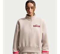 Top in fleece oversize con zip a 1/4 Nike - Donna - Marrone L (IT 48-50)