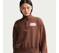 Top in fleece oversize con zip a 1/4 Nike - Donna - Marrone XL (IT 52-54)