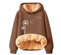 Top in pile da donna Teddy Fluffy Jacket da donna inverno primavera caldo pile felpa con cappuccio pullover a maniche lunghe tinta unita felpa stampata top per regali di Natale quotidiani, Marrone, L