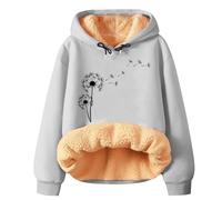 Top in pile da donna Teddy Fluffy Jacket da donna inverno primavera caldo pile felpa con cappuccio pullover a maniche lunghe tinta unita felpa stampata top per regali di Natale quotidiani, Grigio, L