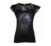 Top in pizzo a maniche corte con stampa per gatto ""Celtic Whiskers"" di Spir...