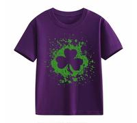 Top in pizzo nero da donna a maniche corte St Day Middle and Large Children's Retro Personality 2D Printing Children's Loose Short Sleeved Abbigliamento da donna, Lilla, 2-3 Jahre