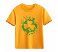Top in pizzo nero da donna a maniche corte St Day Middle and Large Children's Retro Personality 2D Printing Children's Loose Short Sleeved Abbigliamento da donna, giallo., 4-5 Jahre