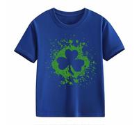 Top in pizzo nero da donna a maniche corte St Day Middle and Large Children's Retro Personality 2D Printing Children's Loose Short Sleeved Abbigliamento da donna, Blu, 4-5 Jahre
