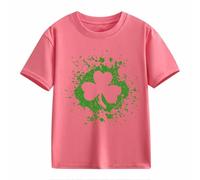 Top in pizzo nero da donna a maniche corte St Day Middle and Large Children's Retro Personality 2D Printing Children's Loose Short Sleeved Abbigliamento da donna, Colore: rosa., 4-5 Jahre