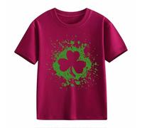 Top in pizzo nero da donna a maniche corte St Day Middle and Large Children's Retro Personality 2D Printing Children's Loose Short Sleeved Abbigliamento da donna, Vino, 4-5 Jahre