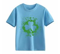 Top in pizzo nero da donna a maniche corte St Day Middle and Large Children's Retro Personality 2D Printing Children's Loose Short Sleeved Abbigliamento da donna, Azzurro, 12-13 Jahre