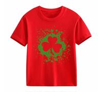 Top in pizzo nero da donna a maniche corte St Day Middle and Large Children's Retro Personality 2D Printing Children's Loose Short Sleeved Abbigliamento da donna, Colore: rosso, 4-5 Jahre