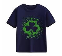 Top in pizzo nero da donna a maniche corte St Day Middle and Large Children's Retro Personality 2D Printing Children's Loose Short Sleeved Abbigliamento da donna, Blu marino, 4-5 Jahre