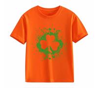 Top in pizzo nero da donna a maniche corte St Day Middle and Large Children's Retro Personality 2D Printing Children's Loose Short Sleeved Abbigliamento da donna, Colore: arancione., 4-5 Jahre