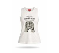 Top In Ribes Senza Maniche Slim Les Barbus Müller Per Donna, Bianco, Medio