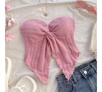 Top in tessuto strutturato, senza spalline, con spacco frontale, in chiffon comodo, adatto per il tempo libero, per il tè pomeridiano dentro o fuori, per le vacanze, per il ritorno a scuola L,M,S,XSCo