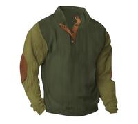 Top in velluto a coste da uomo 2025 autunno felpe da uomo casual moda colore abbinato a maniche lunghe in velluto a coste senza cappuccio con colletto alla coreana con cappuccio per interni ed esterni