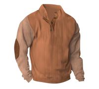 Top in velluto a coste da uomo 2025 autunno felpe da uomo casual moda colore abbinato a maniche lunghe in velluto a coste senza cappuccio con colletto alla coreana con cappuccio per interni ed esterni