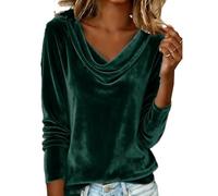 Top in velluto scintillante da donna,Top in velluto con paillettes a maniche lunghe,Camicette casual eleganti autunno inverno, Verde, M